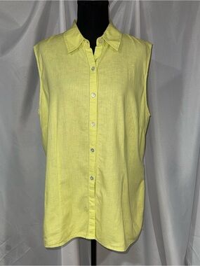 Covington Sleeveless Button-Down Shirt in Lemon/Lime